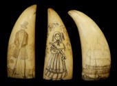 THREE SCRIMSHAW DECORATED SPER