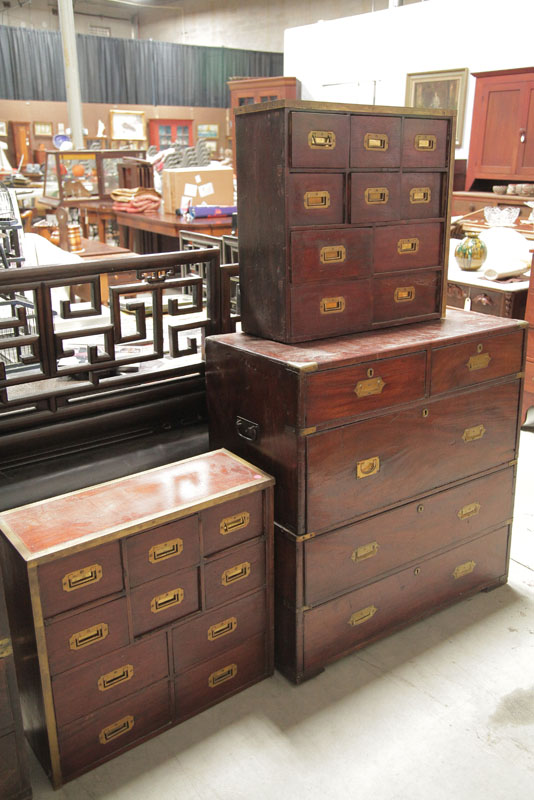 THREE SEA CAPTAIN'S CHESTS. A