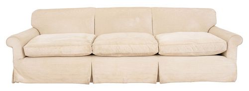 THREE SEATER WHITE RIBBED COTTON