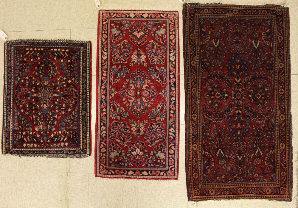 THREE SEMI-ANTIQUE PERSIAN SAROUK