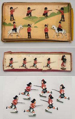Three sets Britains toy soldiers: