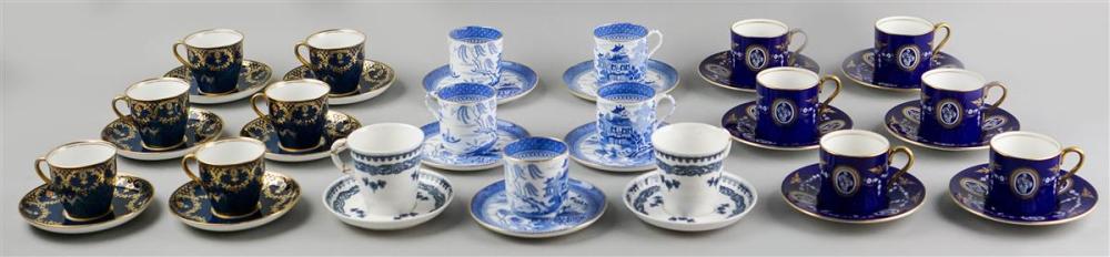 THREE SETS OF ENGLISH CUPS AND
