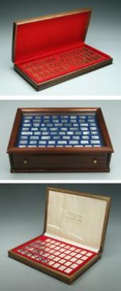 Three sets of silver ingots: t