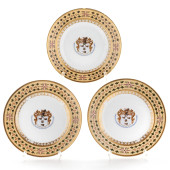 THREE SEVRES ARMORIAL PLATES<b