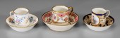 Three Sevres cups and saucers: