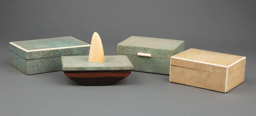 THREE SHAGREEN BOXES AND A DESK