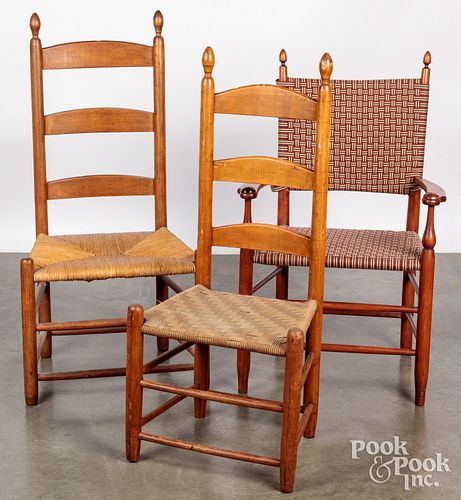 THREE SHAKER CHAIRS, 19TH/20TH