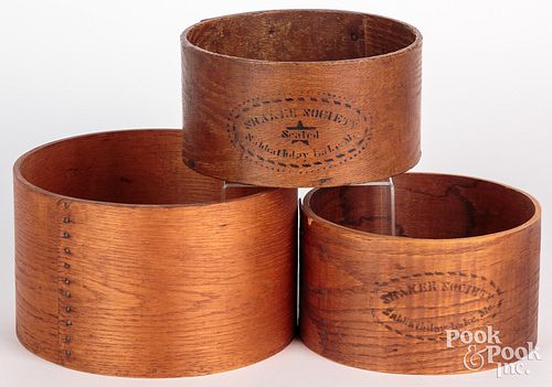 THREE SHAKER DRY MEASURES, 19TH