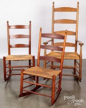 THREE SHAKER ROCKING CHAIRS, 1
