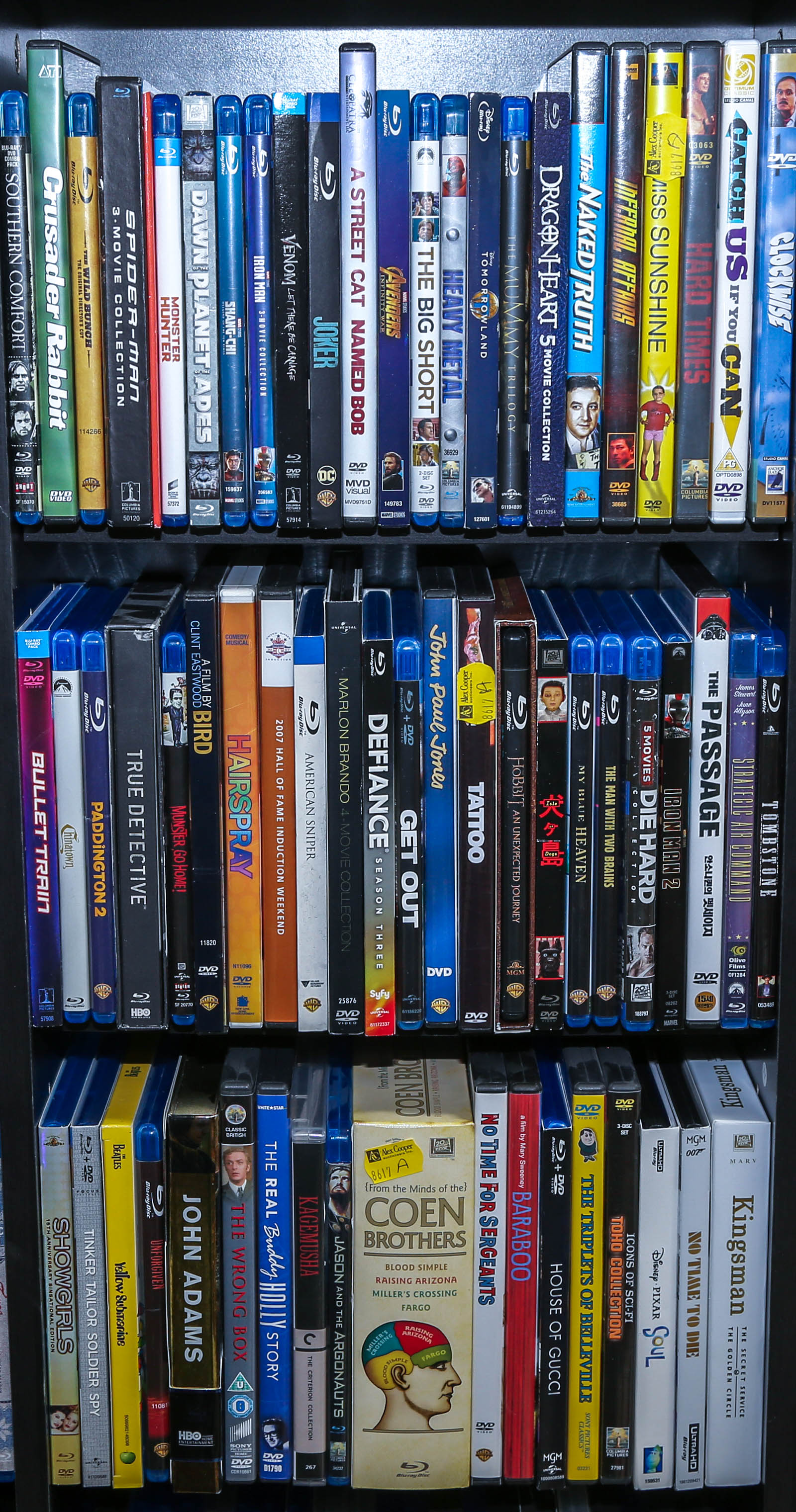 THREE SHELVES OF ASSORTED BLU-RAY &