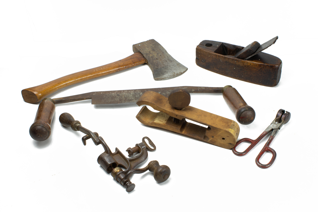THREE SHELVES OF CARPENTRY HARDWARE