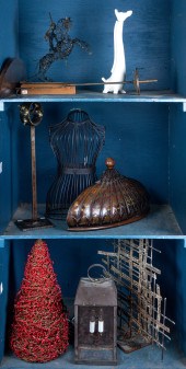 THREE SHELVES OF DECORATIONS I