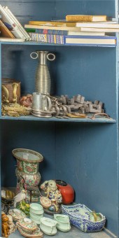 THREE SHELVES OF DECORATIVE AR
