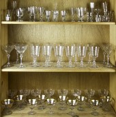 THREE SHELVES OF ETCHED GLASS