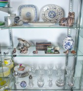 THREE SHELVES OF GLASS AND MAI