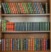 THREE SHELVES OF LEATHER BOUND
