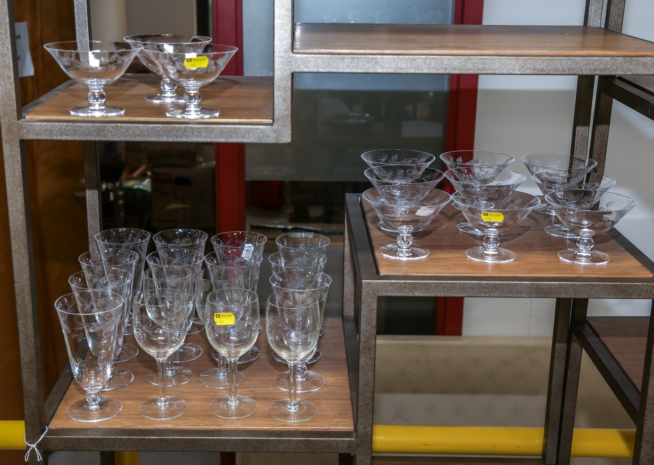 THREE SHELVES OF ROSENTHAL STEMWARE