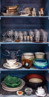 THREE SHELVES OF STEMWARE, DIN