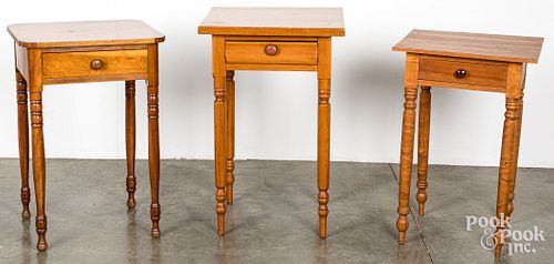 THREE SHERATON ONE DRAWER STANDS,