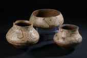 THREE SHIPIBO CLAY POTS Circa