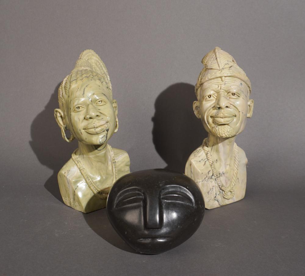 THREE SHONA CARVED STONE