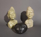 THREE SHONA CARVED STONE SCULP