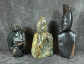 THREE SHONA STONE BUST SCULPTU