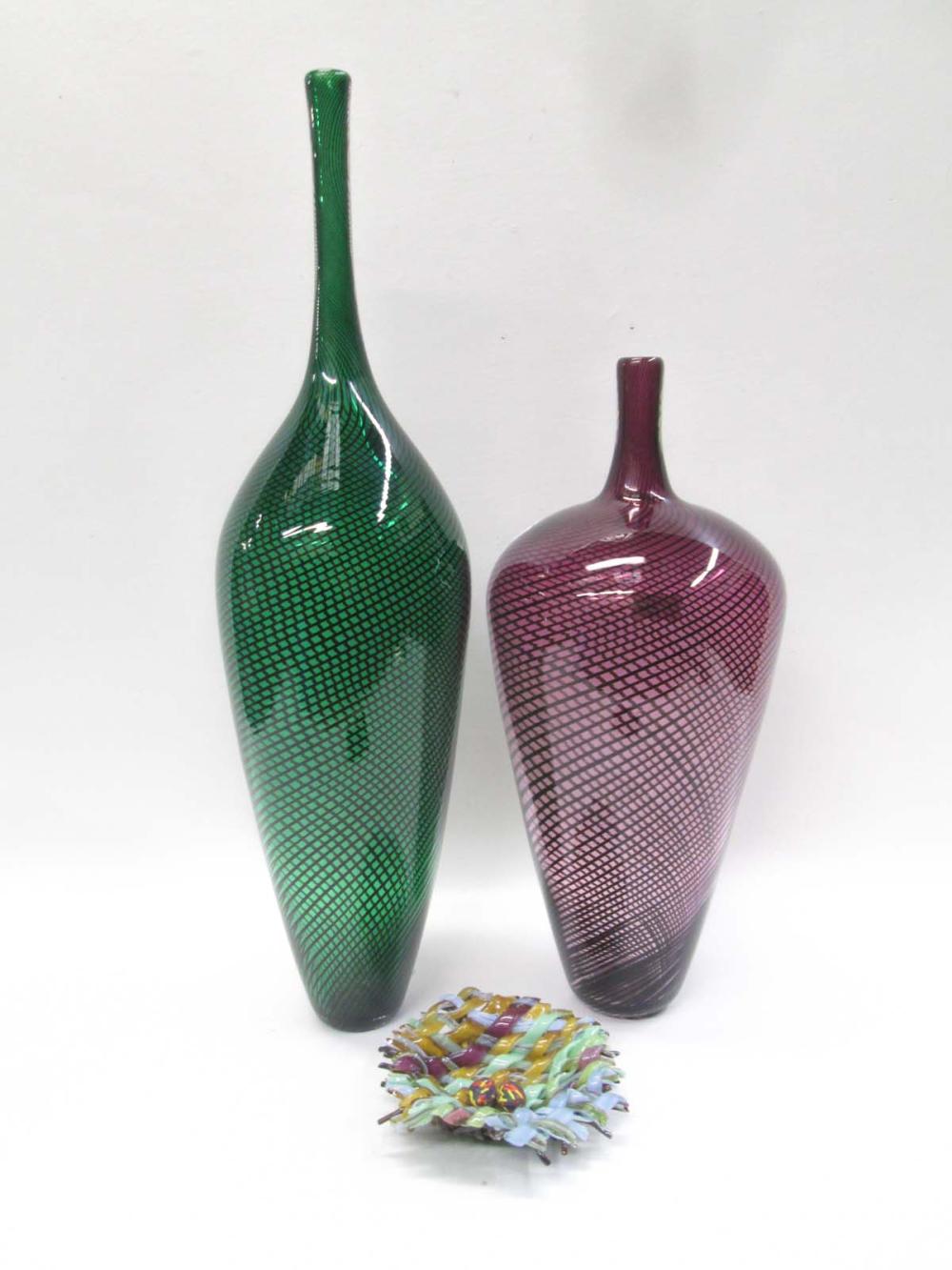 THREE SIGNED CONTEMPORARY ART GLASS