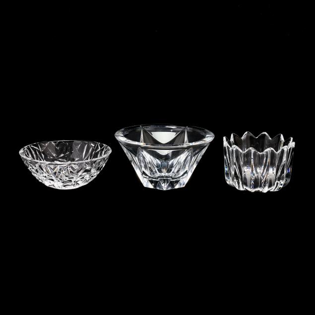 THREE SIGNED CRYSTAL BOWLS,