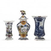 THREE SIGNED DUTCH DELFT VASES
