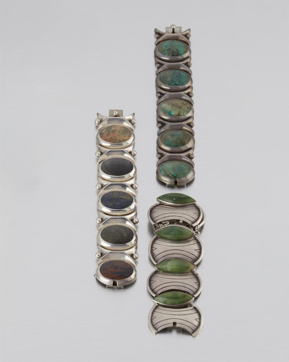 THREE SIGNED MEXICAN SILVER AND