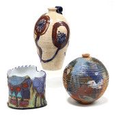 THREE SIGNED MODERNIST POTTERY