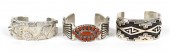 THREE SIGNED NAVAJO SILVER CUF