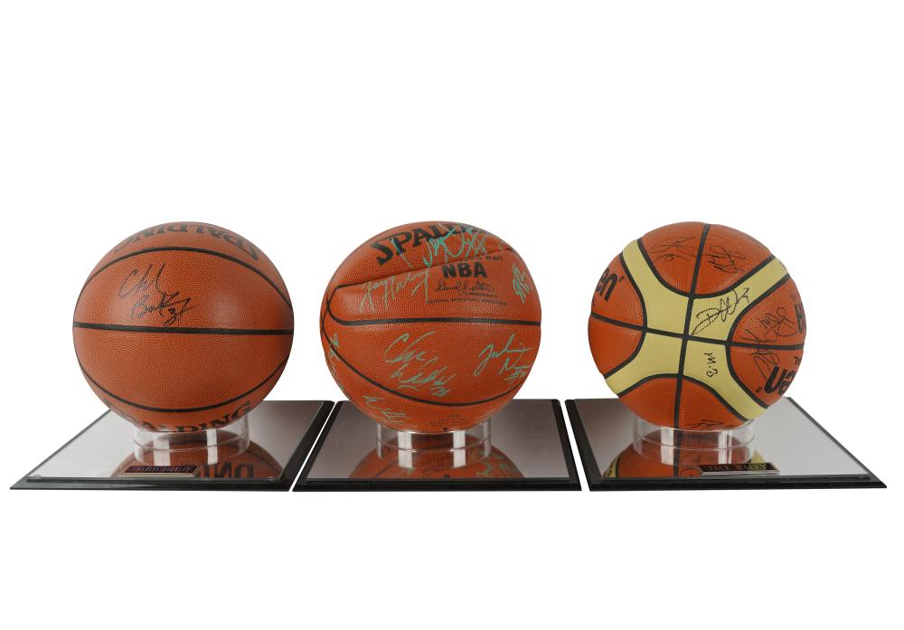 THREE SIGNED NBA BASKETBALLSCharles