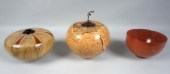 THREE SIGNED TURNED WOOD PIECE