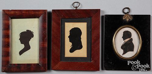THREE SILHOUETTES, 19TH C., ONE