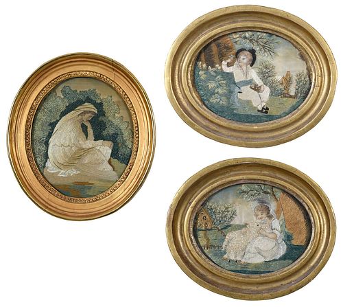 THREE SILK AND HAND PAINTED