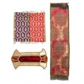 THREE SILK AND METAL BROCADE T