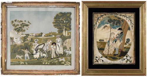 THREE SILK AND NEEDLEWORK