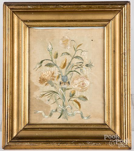 THREE SILK EMBROIDERIES, 19TH
