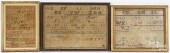 THREE SILK ON LINEN SAMPLERS,
