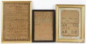 THREE SILK ON LINEN SAMPLERS,