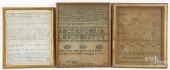 THREE SILK ON LINEN SAMPLERS,