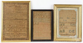 THREE SILK ON LINEN SAMPLERS,