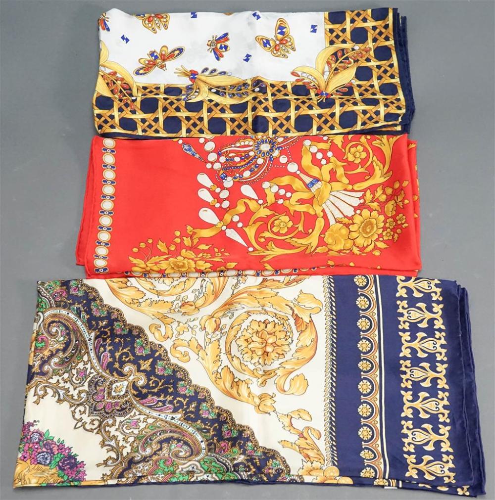 THREE SILK SCARVES, INCLUDING