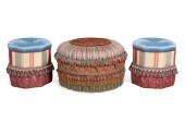 THREE SILK UPHOLSTERED PLEATED
