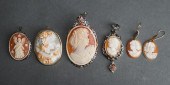 THREE SILVER AND SHELL CAMEO B