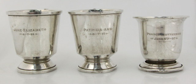 Three silver christening mugs