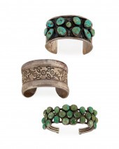 THREE SILVER CUFF BRACELETSThr