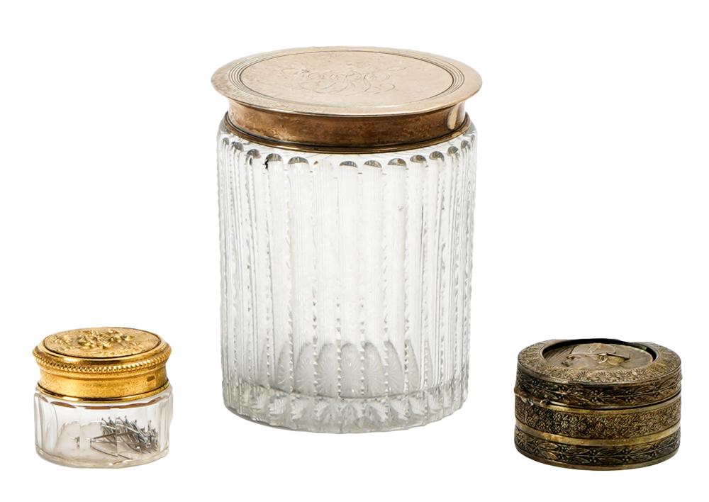 THREE SILVER & CUT GLASS VANITY